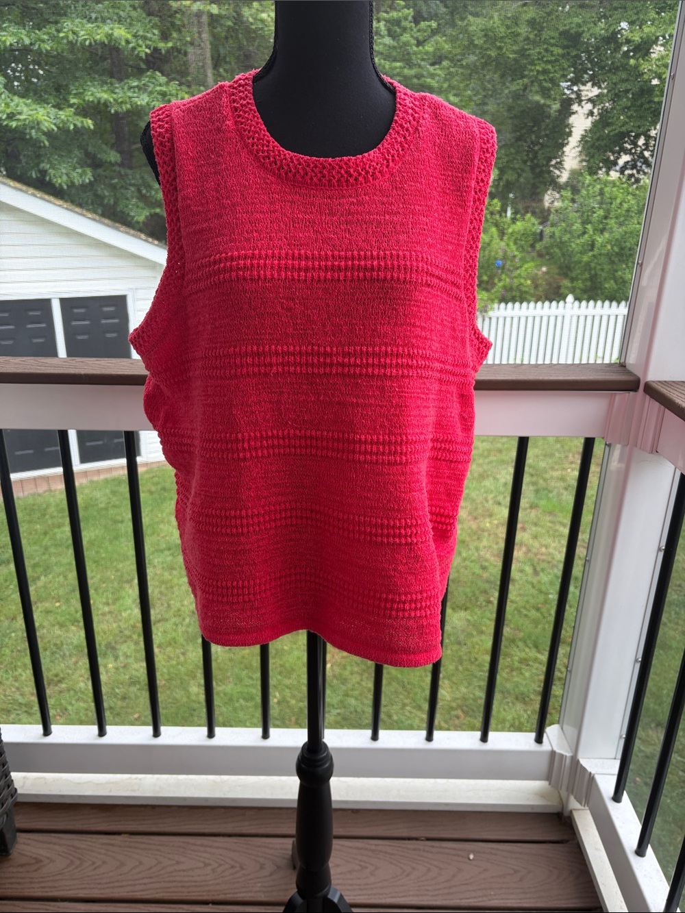 Simply Vera Vera Wang Coral Openwork Knit Shell